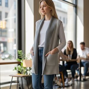 Eileen Fisher Gray Sleeveless Reversible Sweater Vest Large